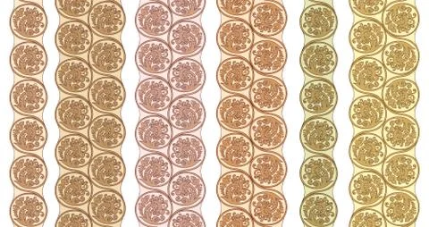 Vector floral round braided elements tile stripes Stock Illustration