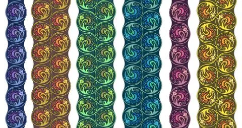 Vector floral round braided elements tile stripes 스톡 일러스트