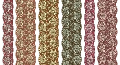 Vector floral round braided elements tile stripes 스톡 일러스트