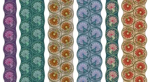 Vector floral round braided elements tile stripes 스톡 일러스트