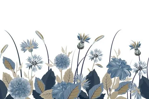 Vector floral seamless border. Flower background. Seamless pattern. Illustrazione stock