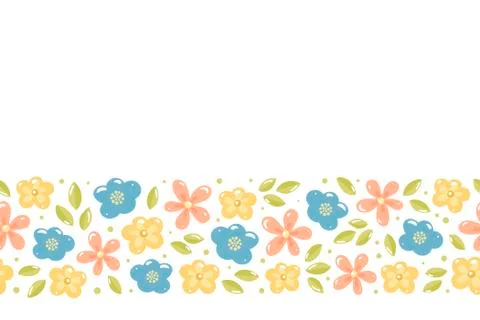 Vector floral seamless horizontal border. Stock Illustration
