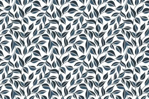 Vector floral seamless leafy background. Illustration with blue leaves and twigs Stock Illustration