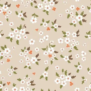 Vector floral seamless pattern. Abstract luxurious background with small oran Stock Illustration
