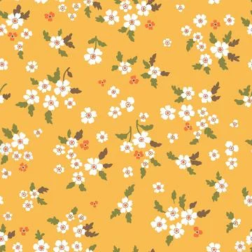 Vector floral seamless pattern. Abstract luxurious background with small or.. Stock Illustration