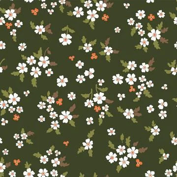 Vector floral seamless pattern. Abstract luxurious pattern with small orang.. Stock Illustration