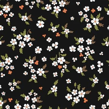 Vector floral seamless pattern. Abstract luxurious background with small oran Stock Illustration