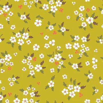 Vector floral seamless pattern. Abstract luxurious pattern with small white.. Stock Illustration