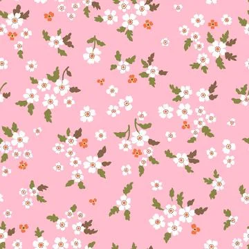 Vector floral seamless pattern. Abstract luxurious pattern with small white a Stock Illustration