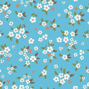 Vector floral seamless pattern. Abstract luxurious pattern with small white.. Stock Illustration