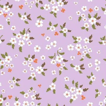 Vector floral seamless pattern. Abstract luxurious pattern with small white.. Stock Illustration