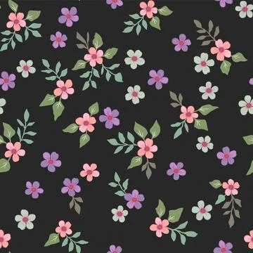 Vector floral seamless pattern. Abstract luxurious background with small pink Stock Illustration