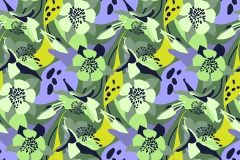 Vector floral seamless pattern. Abstract flowers Stock Illustration
