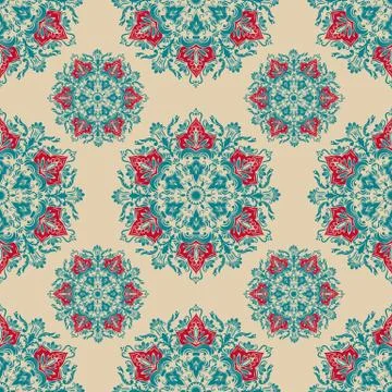 Vector floral seamless pattern background in Arabian style. Arabesque pattern Stock Illustration