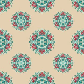 Vector floral seamless pattern background in Arabian style. Arabesque pattern Stock Illustration