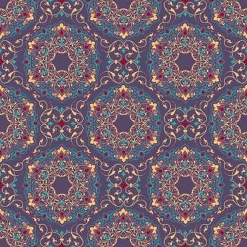 Vector floral seamless pattern background in Arabian style. Arabesque pattern Illustrazione stock