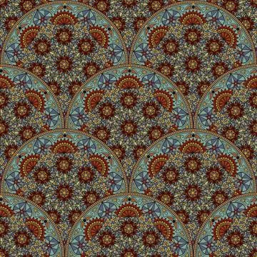 Vector floral seamless pattern background in Arabian style. Arabesque pattern Stock Illustration