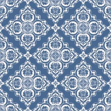 Vector floral seamless pattern background in Arabian style. Arabesque pattern Stock Illustration