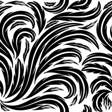 Vector floral seamless pattern. Black white leafy background. Floral wallpape Illustrazione stock