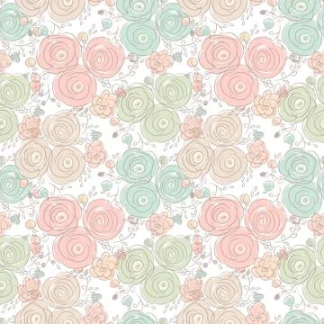 Vector floral seamless pattern with blooming roses Illustrazione stock