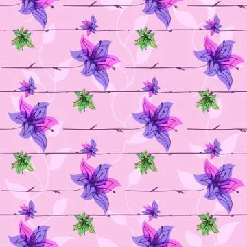Vector floral seamless pattern with blooming flowers Illustrazione stock