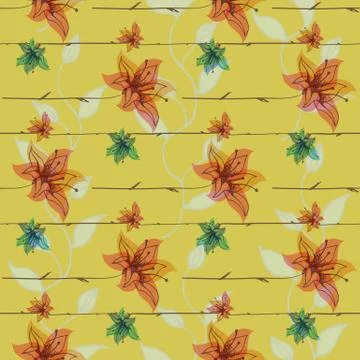 Vector floral seamless pattern with blooming flowers Stock Illustration