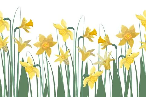 Vector floral seamless pattern, border. Horizontal panoramic background, yellow Illustrazione stock