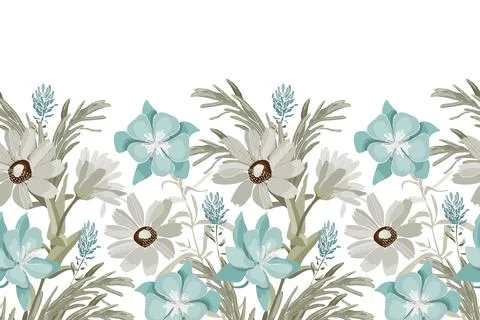 Vector floral seamless pattern, border. Illustrazione stock