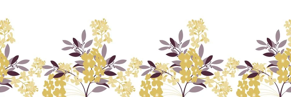 Vector floral seamless pattern, border. Horizontal panoramic illustration Illustrazione stock