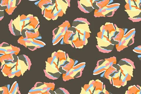 Vector floral seamless pattern. Colorful abstract flowers Stock Illustration
