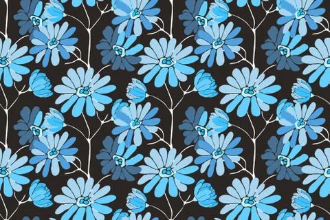 Vector floral seamless pattern. Delicate flower background. Stock Illustration