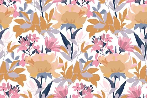 Vector floral seamless pattern. Design in pastel colors with delicate pink and Stock Illustration