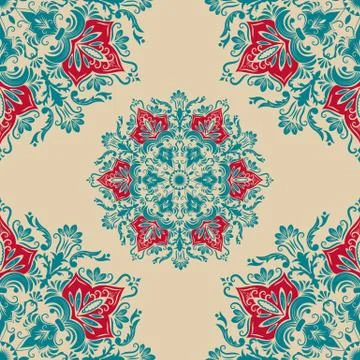 Vector floral seamless pattern element in Arabian style. Arabesque pattern. E 스톡 일러스트