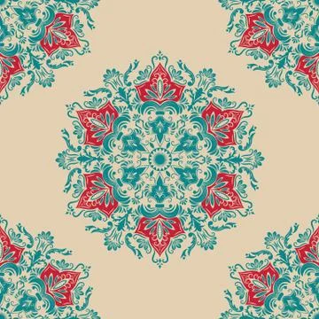 Vector floral seamless pattern element in Arabian style. Arabesque pattern. E 스톡 일러스트