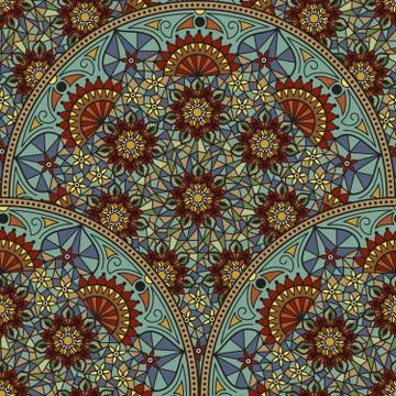 Vector floral seamless pattern element in Arabian style. Arabesque pattern. E Stock Illustration