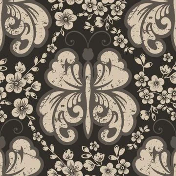 Vector floral seamless pattern element. Luxury floral ornament, royal seamles Illustrazione stock