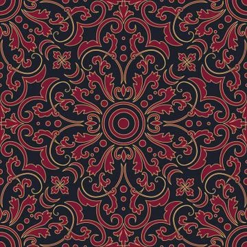 Vector floral seamless pattern element in Arabian style. Arabesque pattern. E 스톡 일러스트