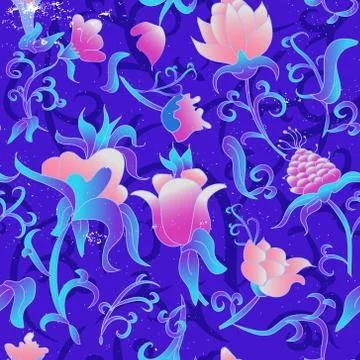 Vector floral seamless pattern. Fantasy Art deco Stock Illustration