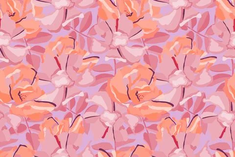 Vector floral seamless pattern. Flower background. Pink, orange color flowers. Stockillustratie