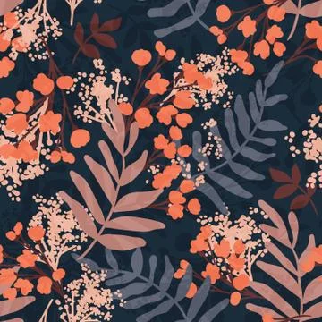 Vector Floral seamless pattern. Flowers and leaves. Stock Illustration