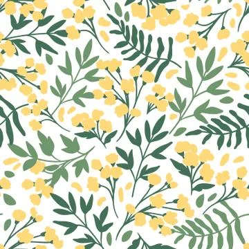 Vector Floral seamless pattern. Flowers and leaves. Stock Illustration