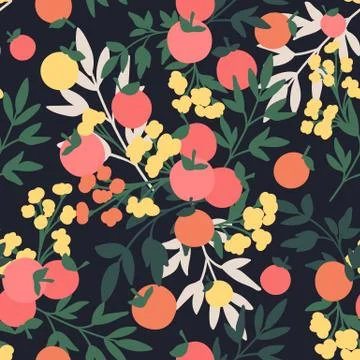 Vector Floral seamless pattern. Flowers and leaves. Illustrazione stock