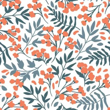 Vector Floral seamless pattern. Flowers and leaves. Stock Illustration