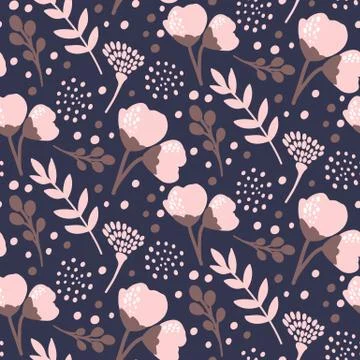 Vector Floral seamless pattern. Flowers and leaves. Stock-Illustration