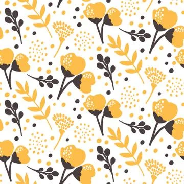 Vector Floral seamless pattern. Flowers and leaves. Stock Illustration