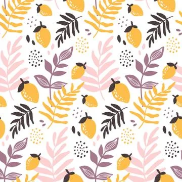 Vector Floral seamless pattern. Flowers and leaves. Stock Illustration