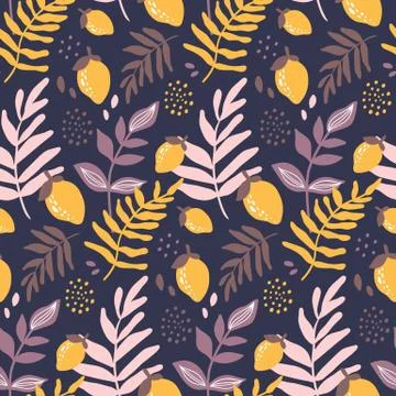 Vector Floral seamless pattern. Flowers and leaves. Stock Illustration