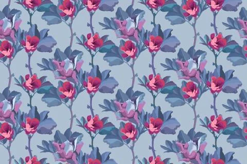 Vector floral seamless pattern. Flowers background. Small pink buds of roses. Stock Illustration