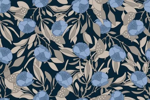 Vector floral seamless pattern. Gentle flower background. Stock Illustration
