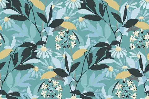 Vector floral seamless pattern Stock Illustration
